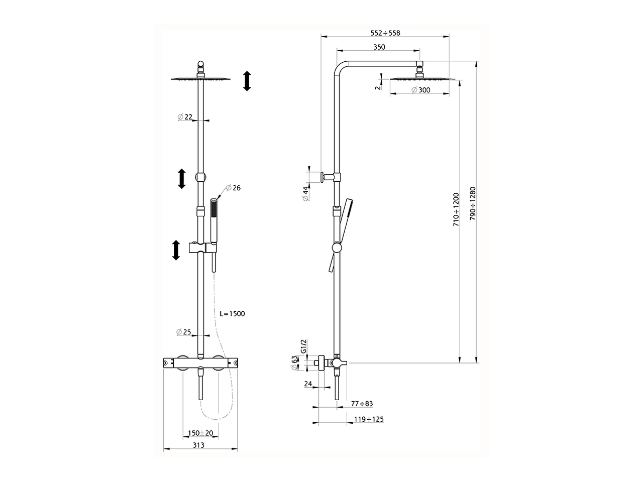 2-functions Thermostatic shower set TENDER_C2C8404A - v1