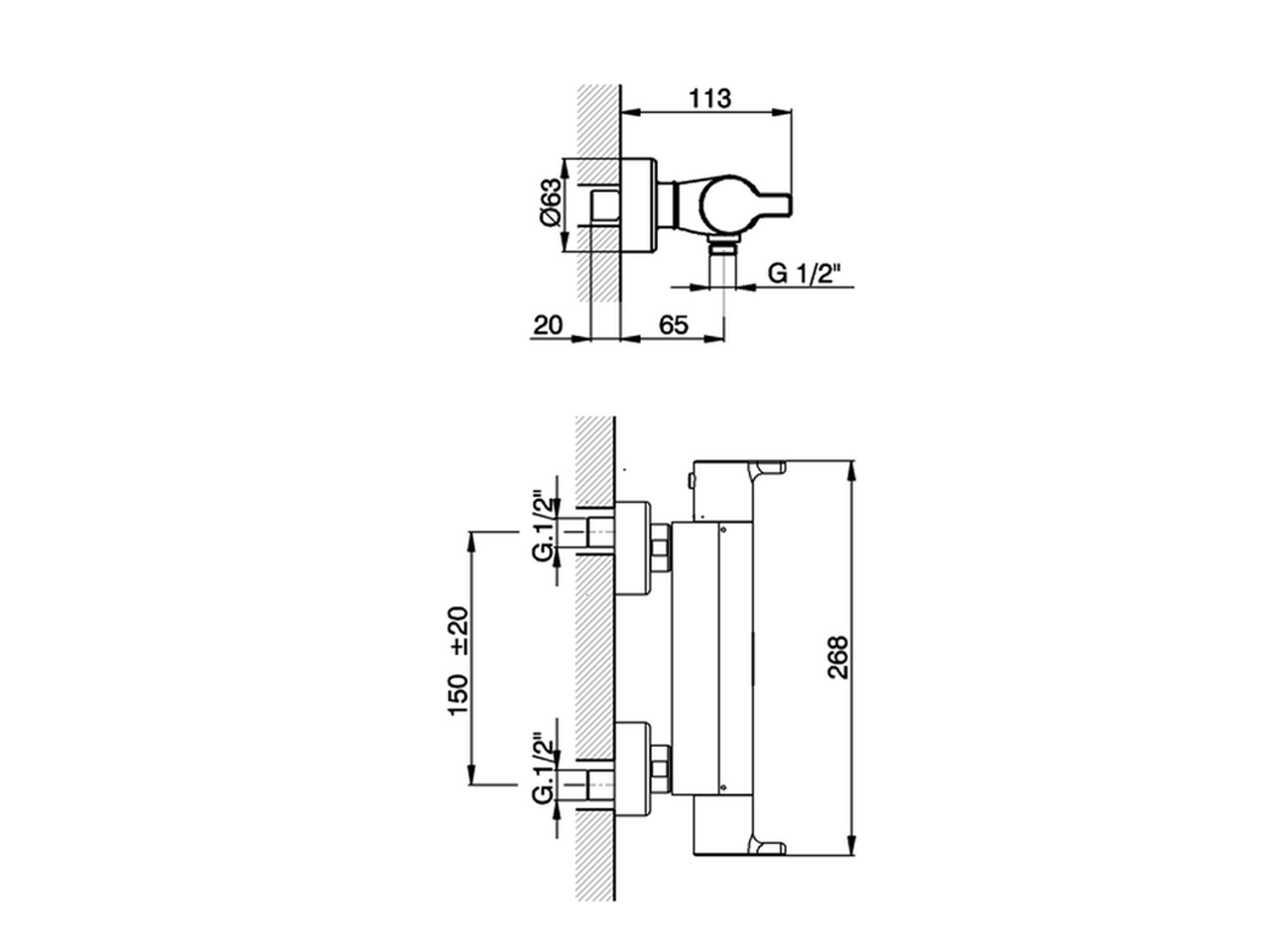 Thermostatic shower mixer TENDER_C2T01010 - v1