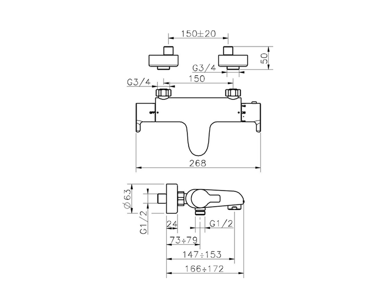 Thermostatic bath mixer TENDER_C2T21010 - v1