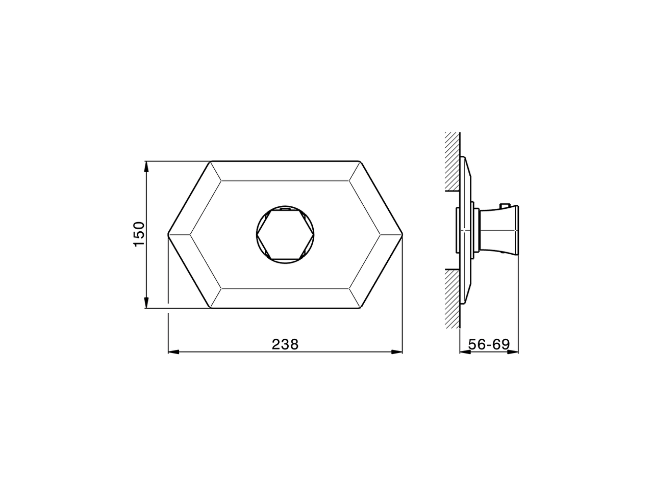 Exposed part for concealed thermo shower valve CHERIE_CE007200 - v1