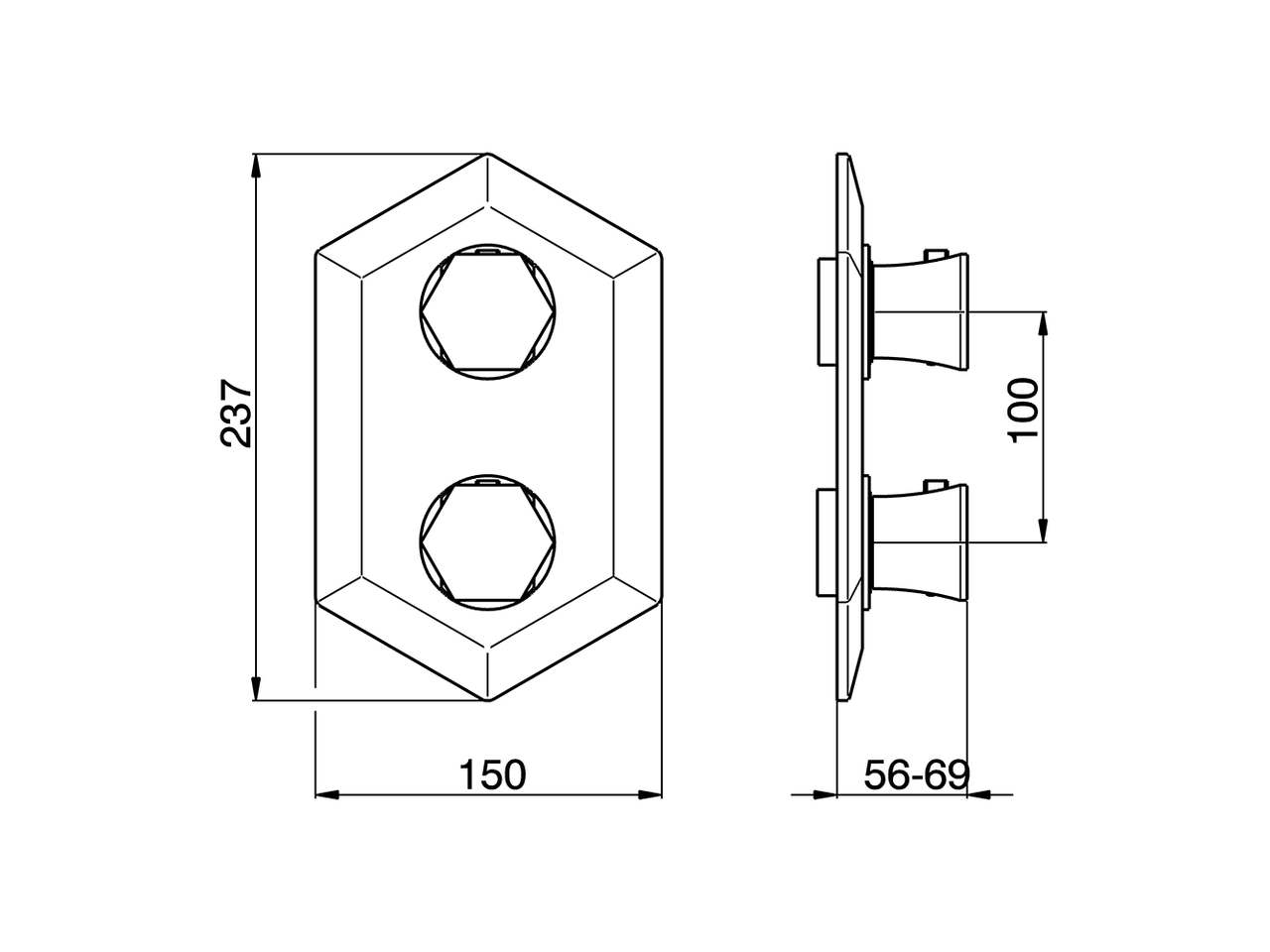 Exposed part for con.thermo.shower mixer 1-outlet CHERIE_CE009300 - v1