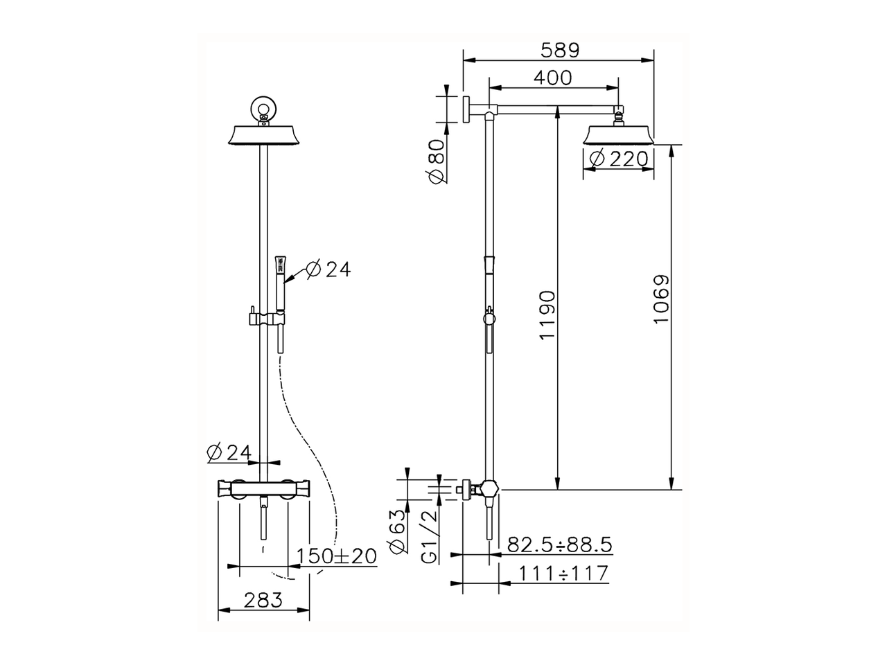 2-functions Thermostatic shower set CHERIE_CEC78010 - v1