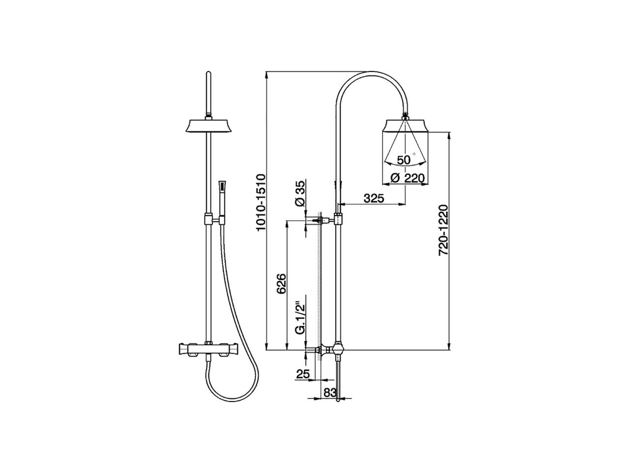 Thermostatic shower column, 2-functions CHERIE_CEC80010 - v1