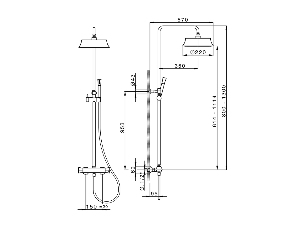 2-functions Thermostatic shower set CHERIE_CEC82010 - v1