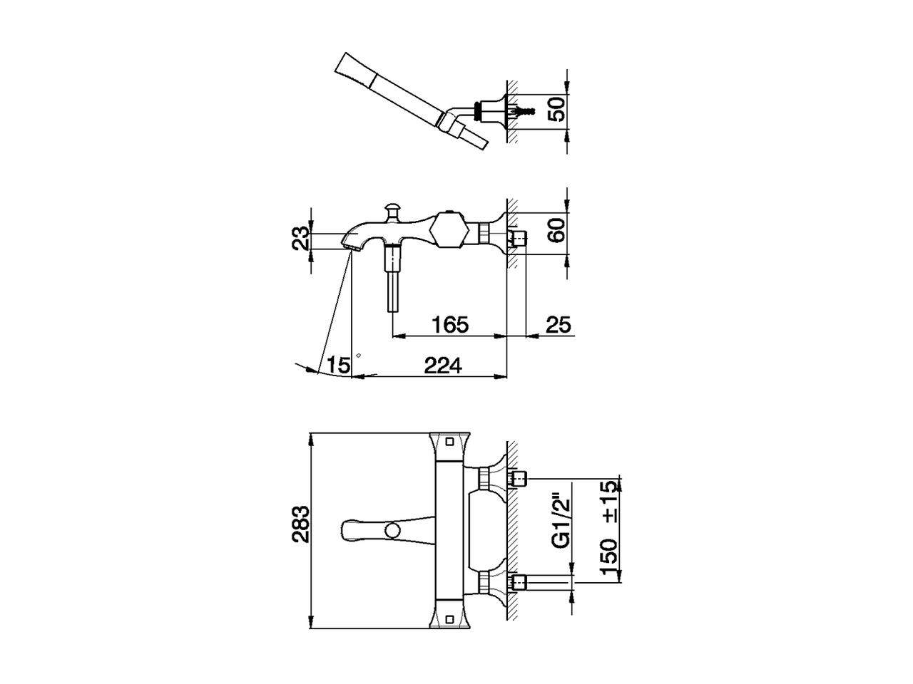 Thermostatic bath mixer, with shower set CHERIE_CED27010 - v1
