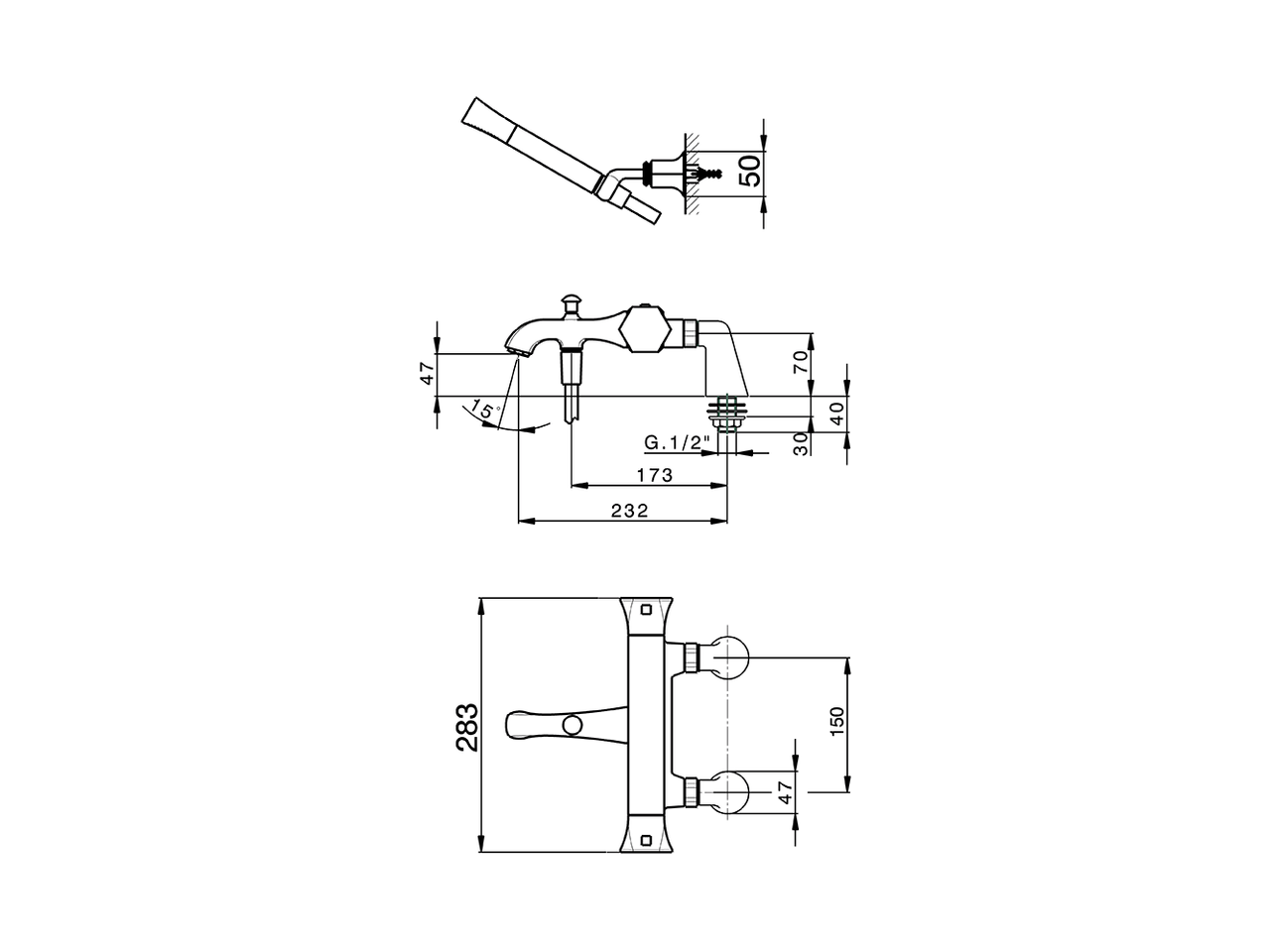 Thermostatic bath mixer, with shower set CHERIE_CED28010 - v1