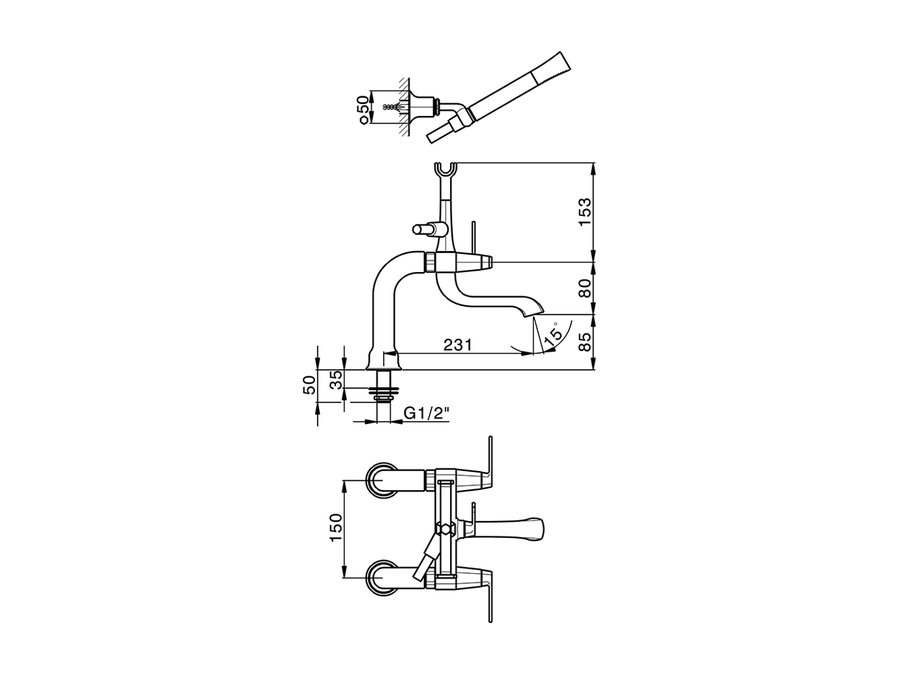 Bath mixer, with full equipment CHERIE_CF000090 - v1