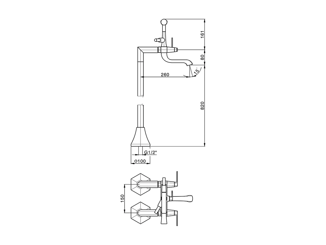 Bath mixer, with floor mount legs CHERIE_CF004200 - v1
