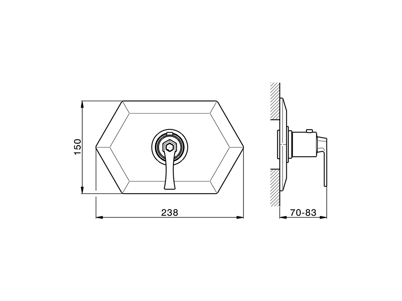 Exposed part for concealed thermo shower valve CHERIE_CF007200 - v1