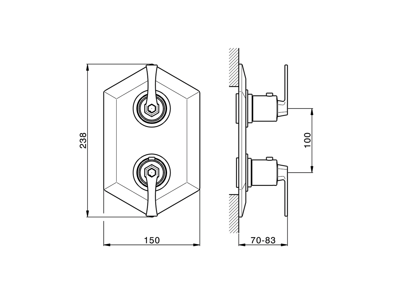 Exposed part for con.thermo.shower mixer 1-outlet CHERIE_CF009300 - v1