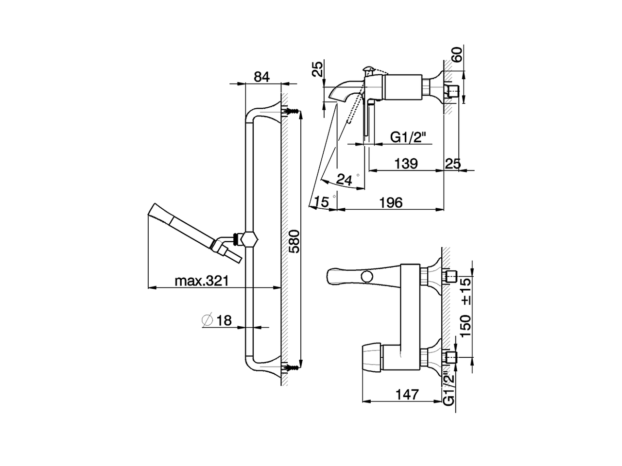 Single lever bath mixer, with shower set CHERIE_CH000064 - v1