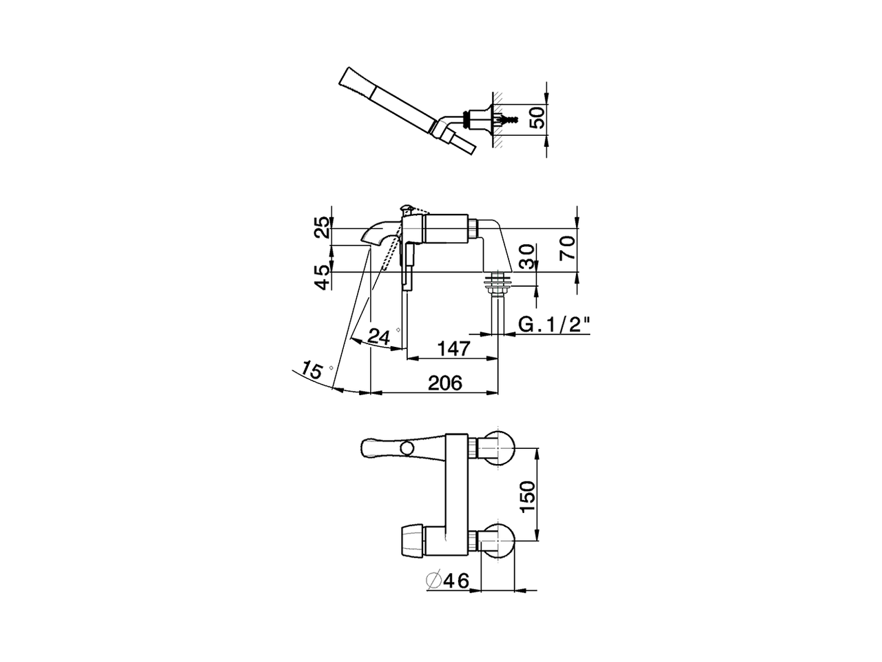 Single lever bath mixer, with shower set CHERIE_CH000094 - v1
