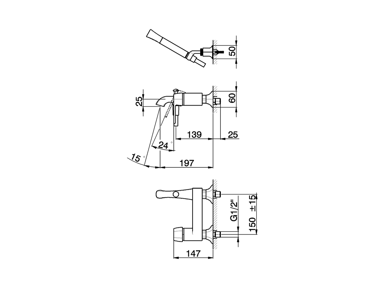 Single lever bath mixer, with shower set CHERIE_CH000124 - v1
