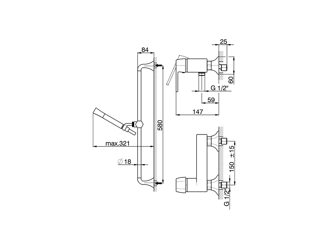 Single lever shower mixer, with shower set CHERIE_CH000464 - v1