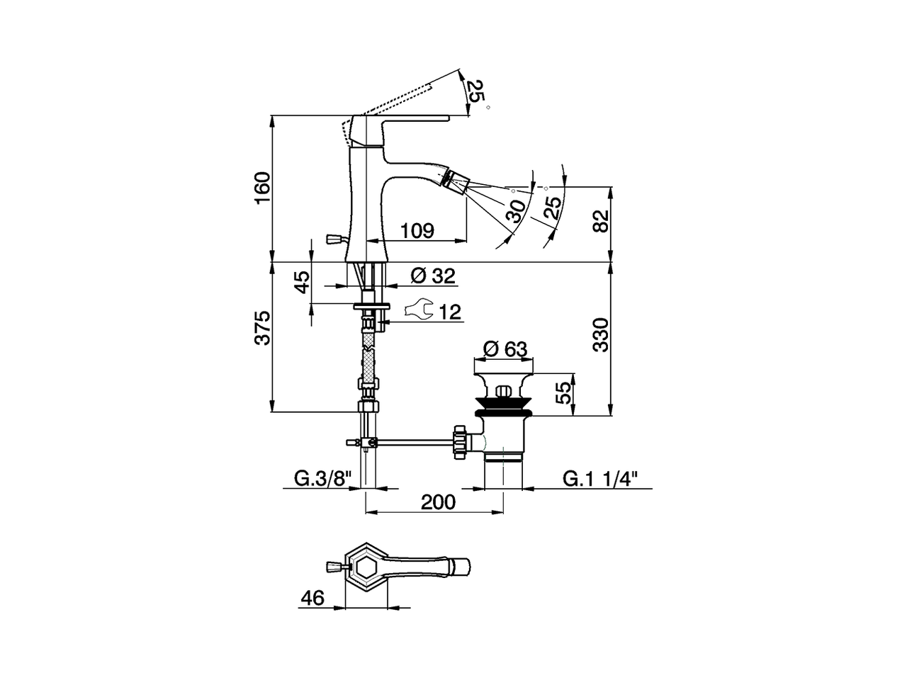 Single lever bidet mixer CHERIE_CH000554 - v1