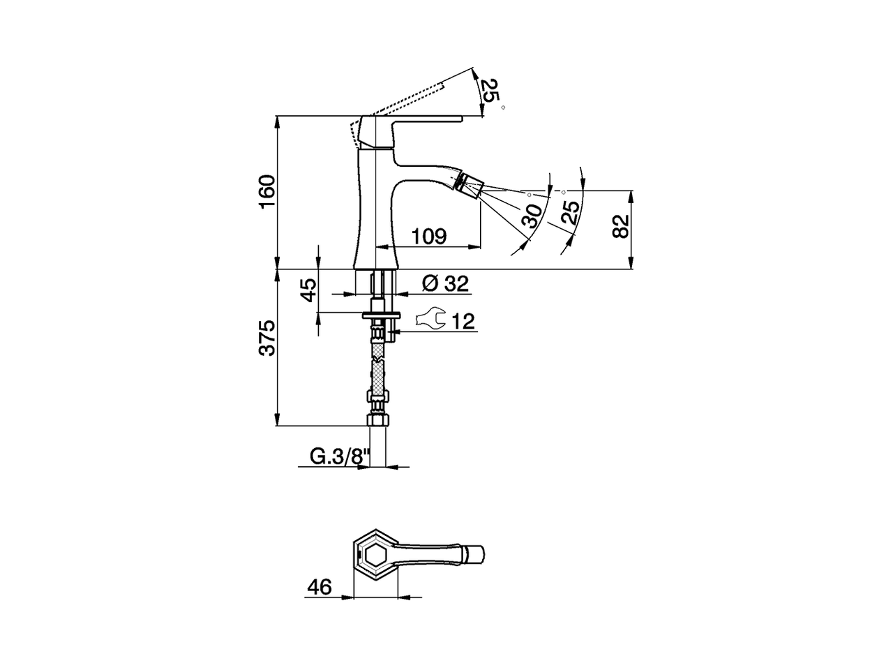 Single lever bidet mixer CHERIE_CH000564 - v1