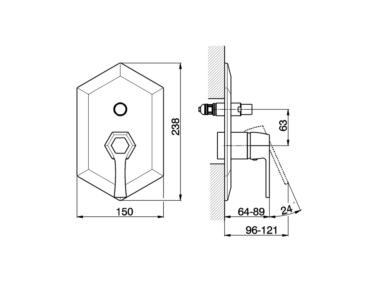 Exposed part for concealed S.L.bath-shower valve CHERIE_CH002100 - v1