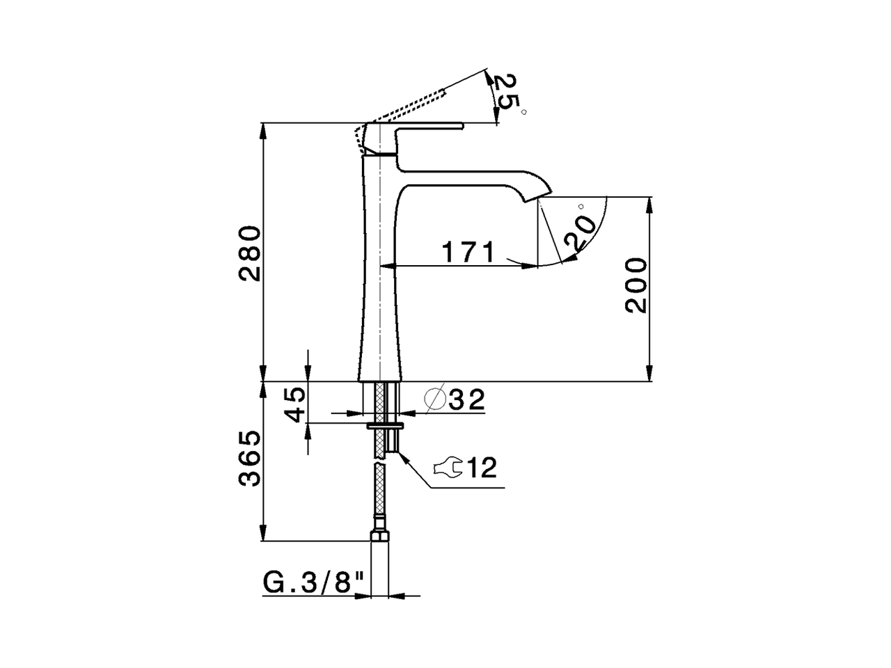 Single lever 200 tall washbasin mixer CHERIE_CH003544 - v1