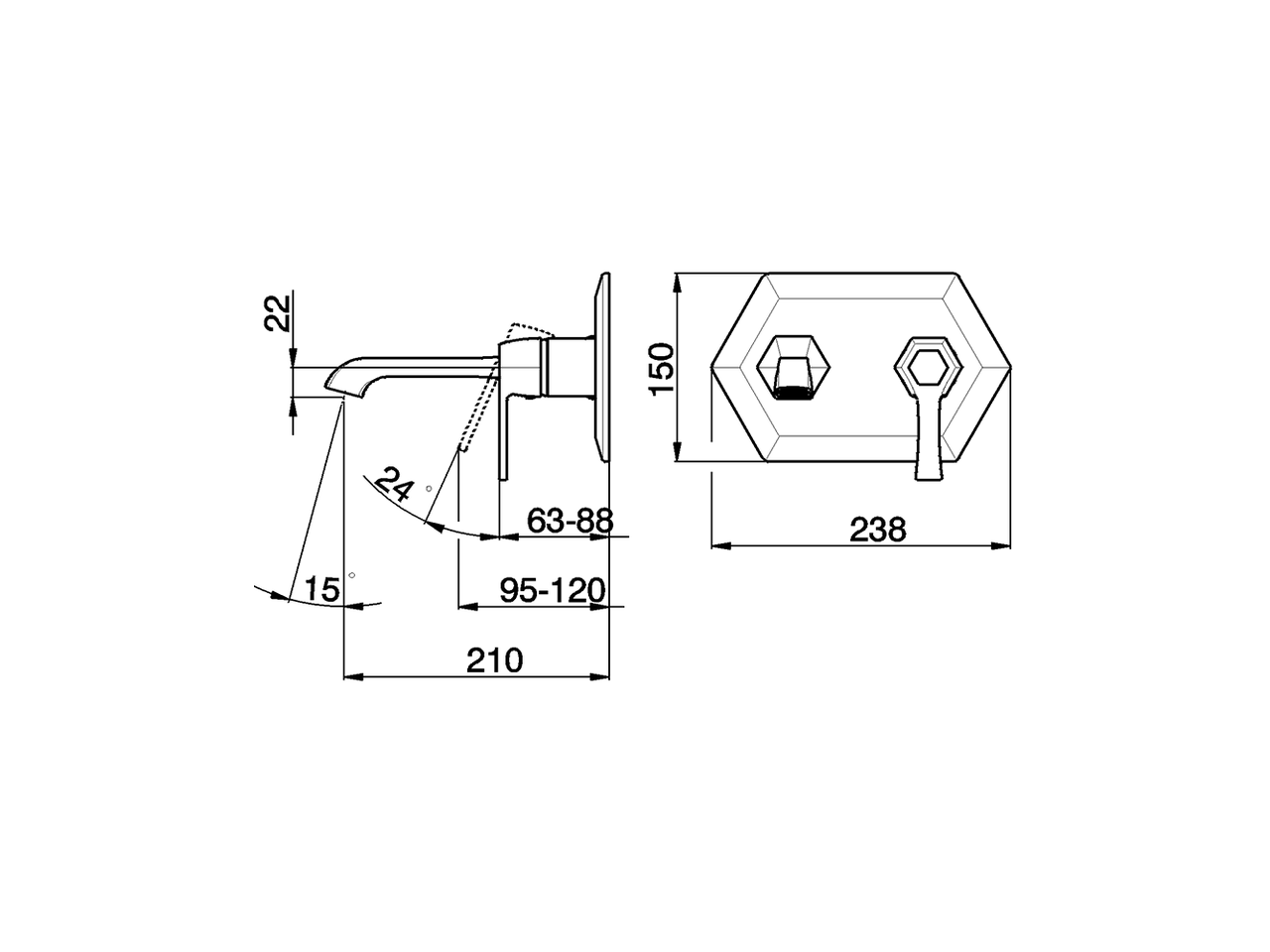 Exposed part for single lever washbasin mixer CHERIE_CH005510 - v1