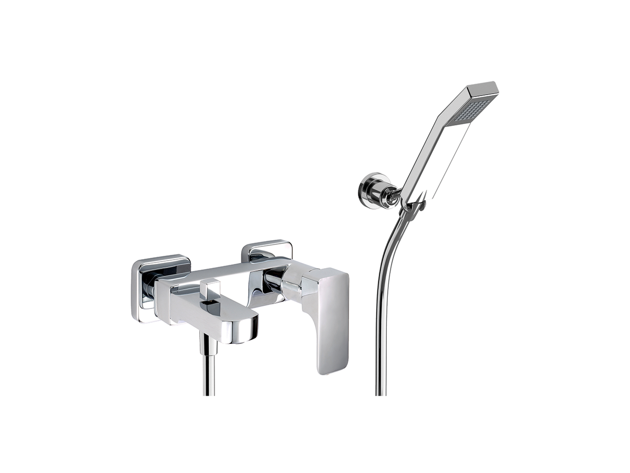 Single lever bath mixer, with shower set CUBIC_CU000122 - v1