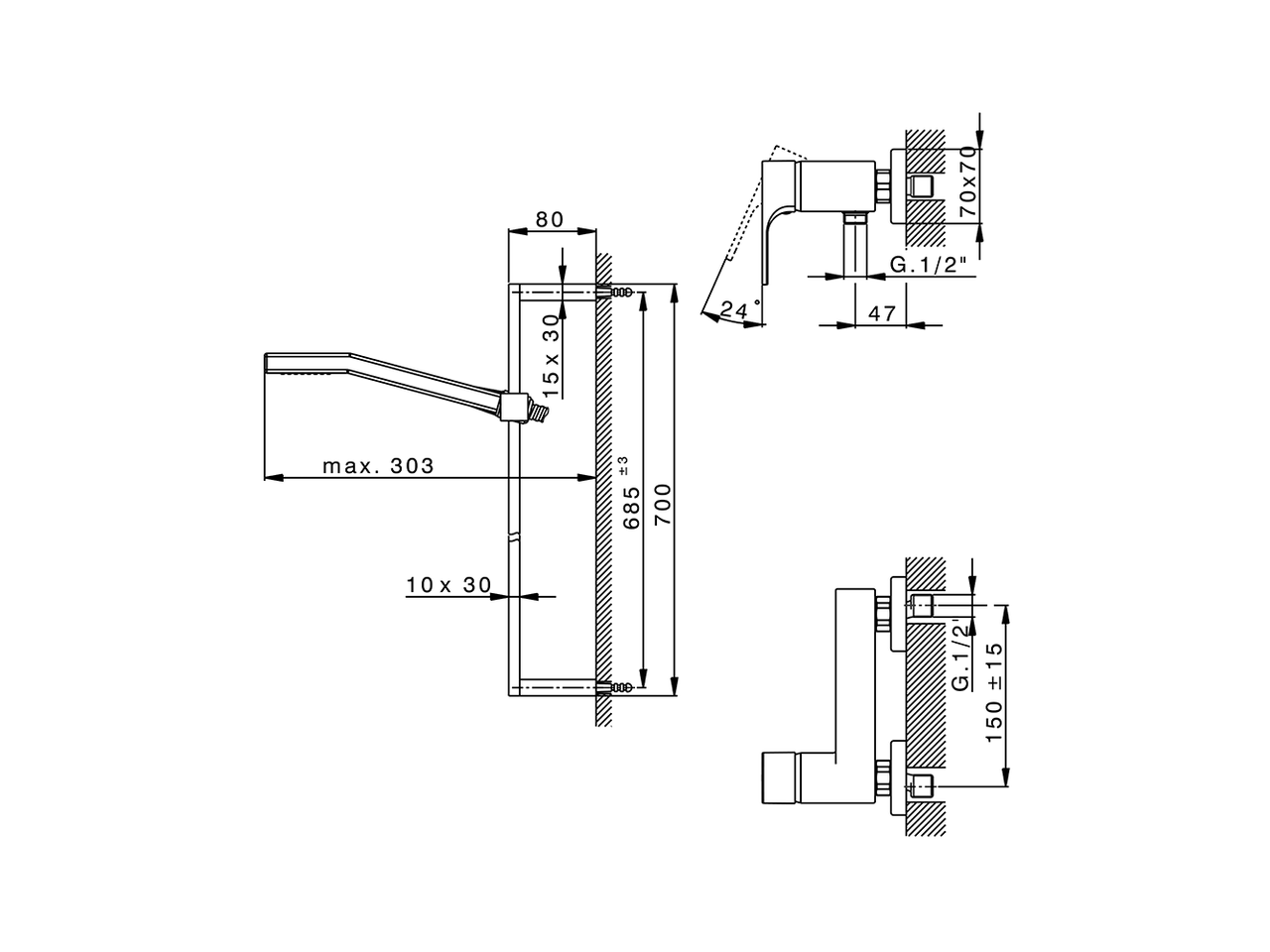 Single lever shower mixer, with shower set CUBIC_CU000462 - v1