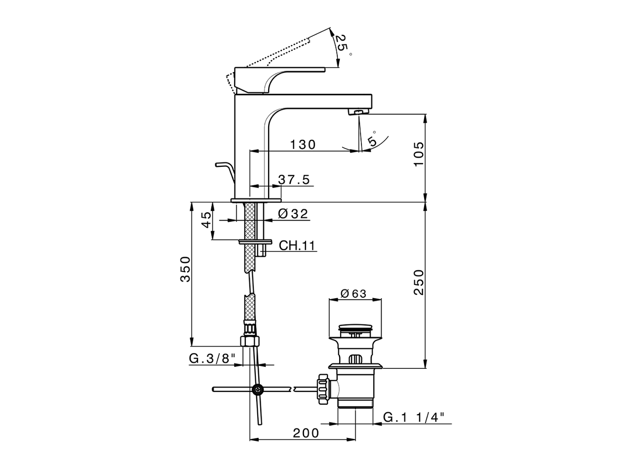 Single lever washbasin mixer large EnergySave CUBIC_CU000495 - v1
