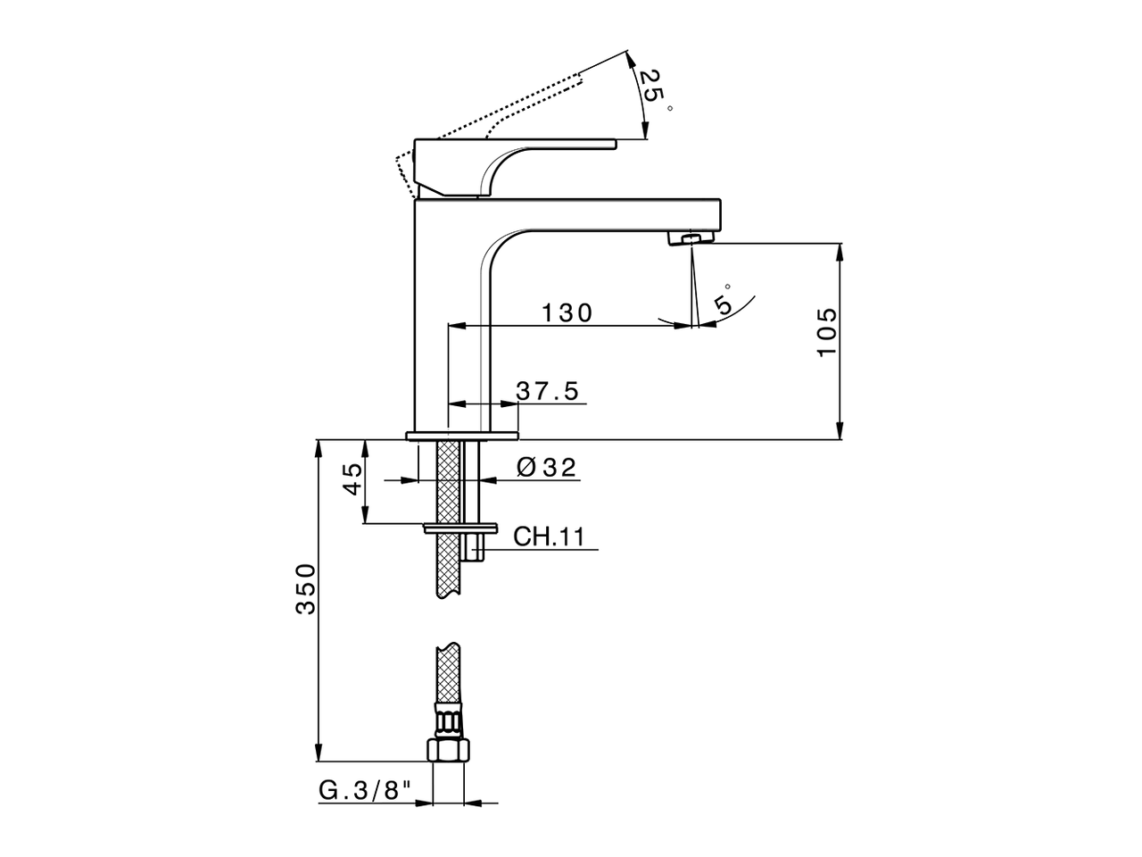 Single lever 'large' washbasin mixer CUBIC_CU000500 - v1