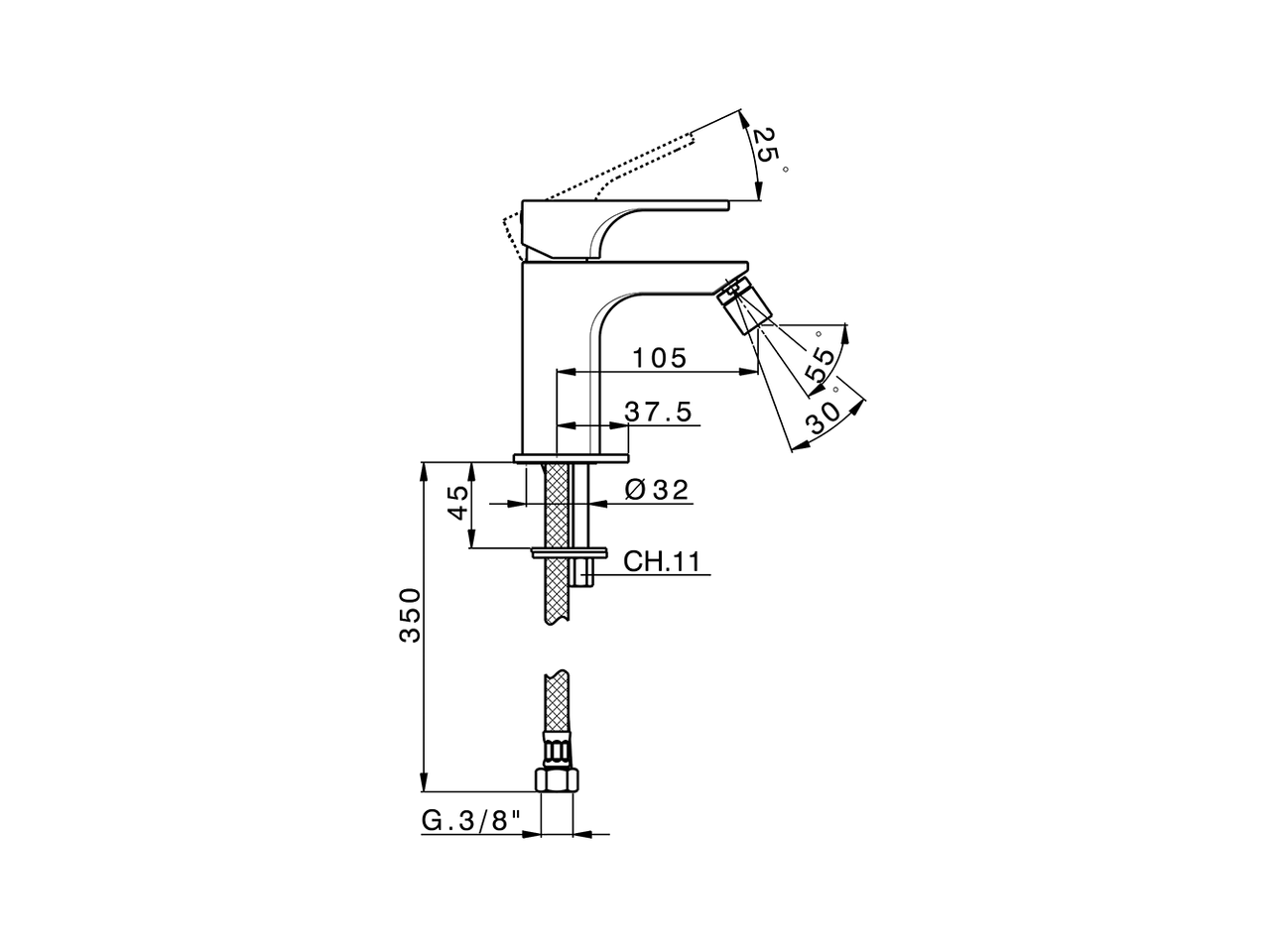 Single lever bidet mixer Energy Save CUBIC_CU000565 - v1
