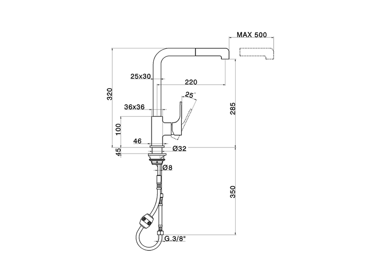 Single lever sink mixer ES with pull out handspray KITCHEN_CU000575 - v1