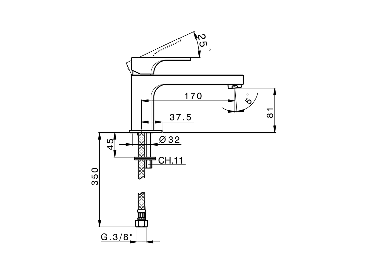 Single lever washbasin mixer CUBIC_CU001541 - v1