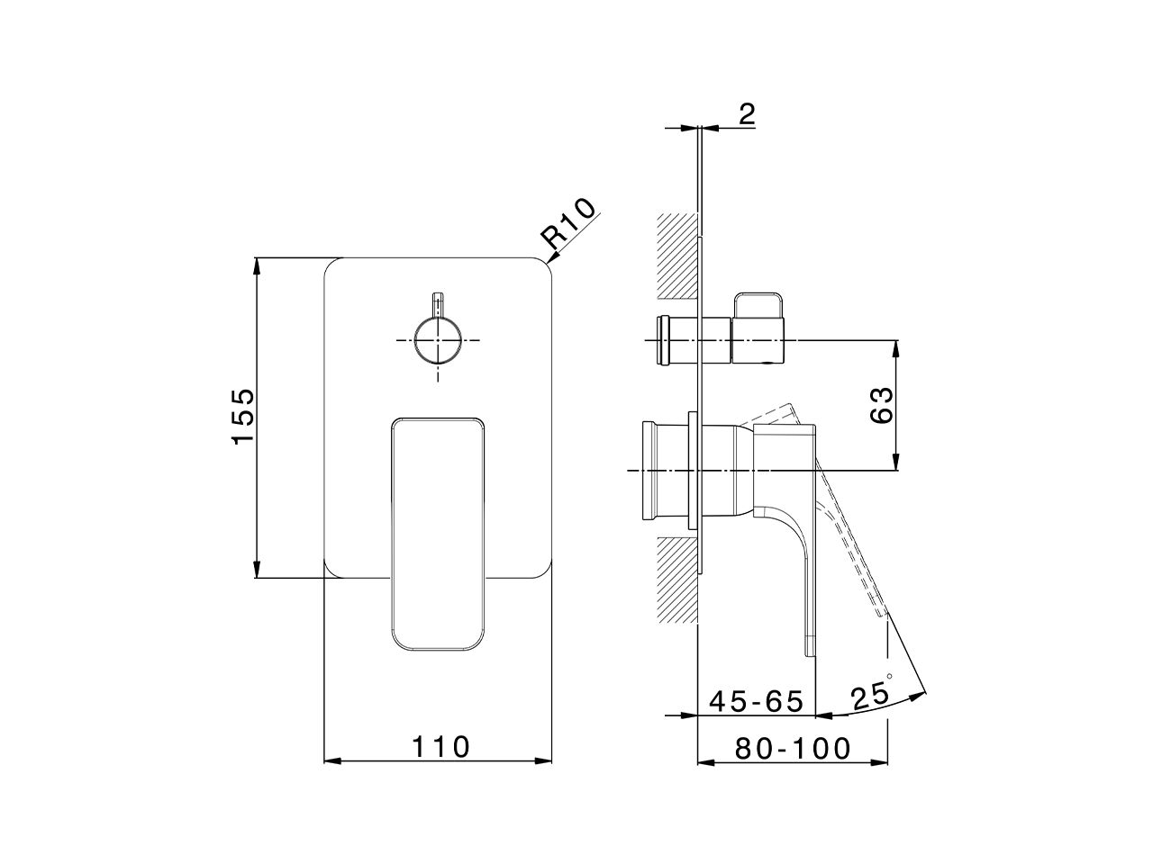 Exposed part for concealed S.L.bath-shower valve CUBIC_CU002300 - v1