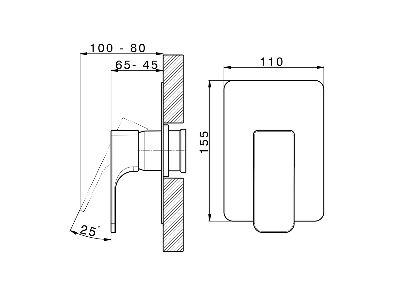 Exposed part for concealed S.L. shower valve CUBIC_CU003002 - v1
