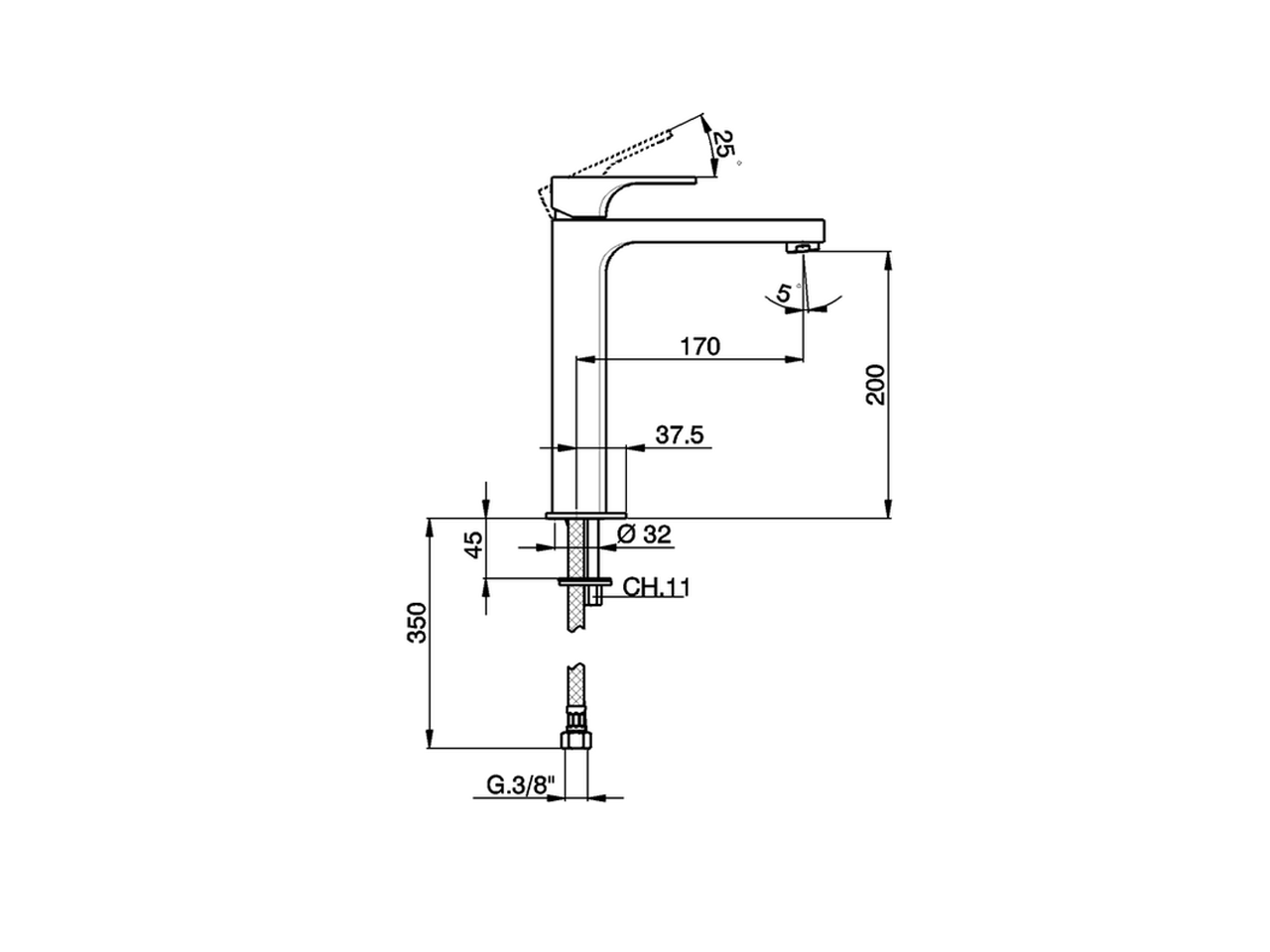 S.L. basin mixer- tall version - EnergySave CUBIC_CU003545 - v1