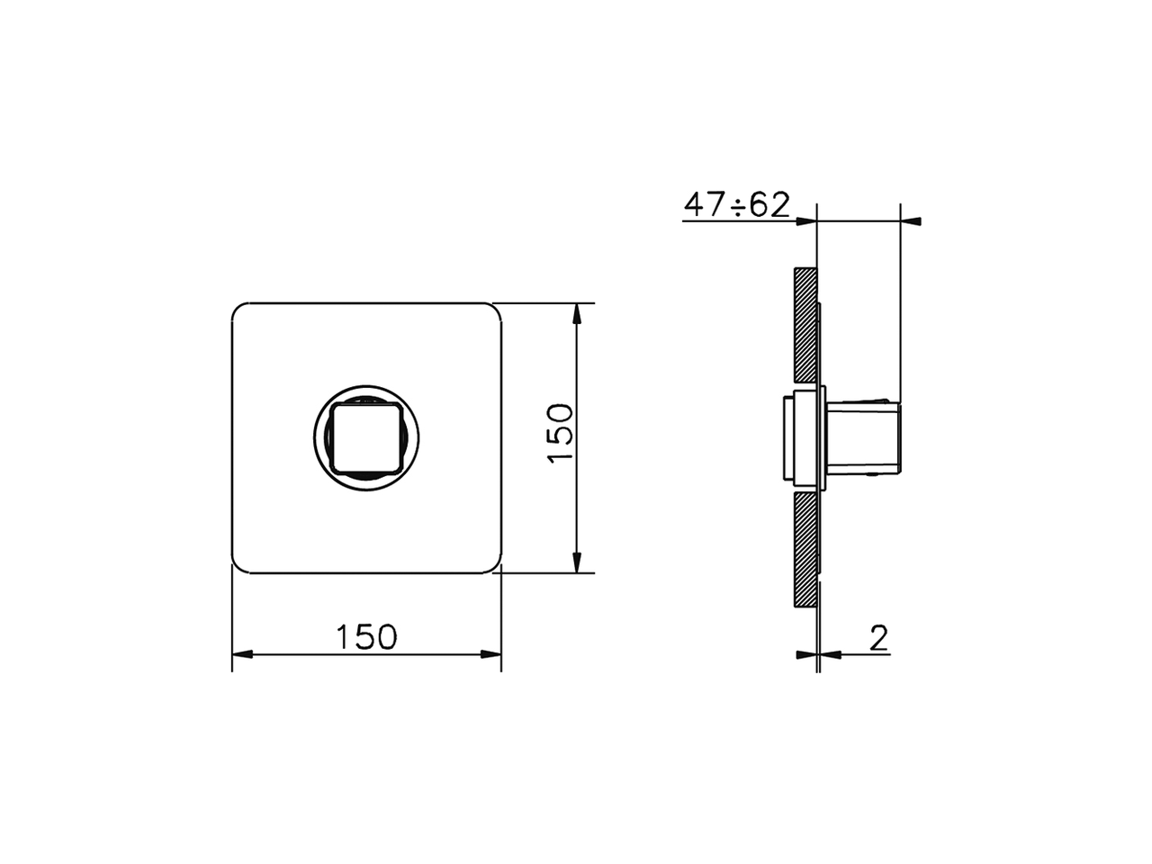 Exposed part for concealed thermo shower valve CUBIC_CU007200 - v1