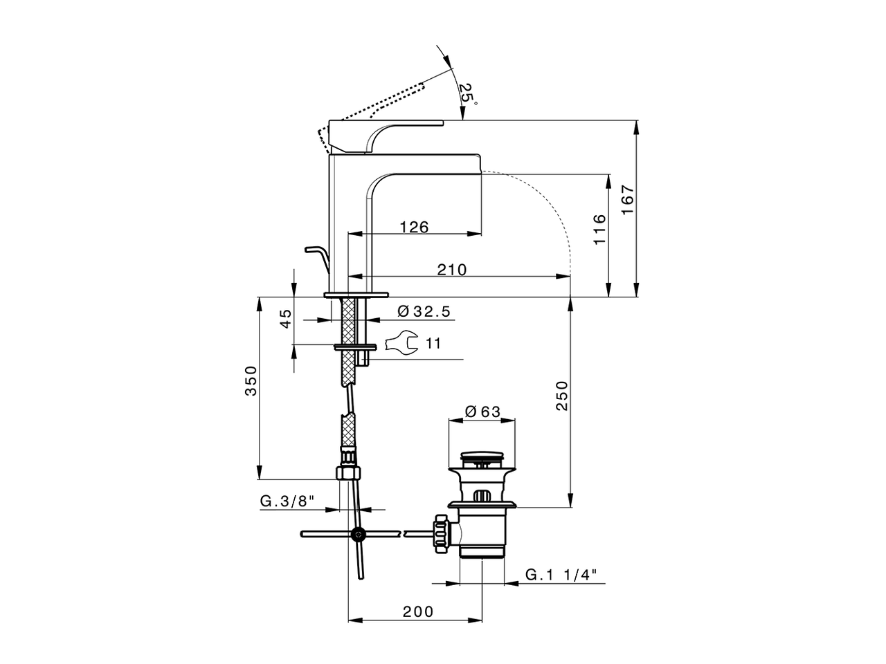 Single lever 'large' washbasin mixer CUBIC_CU00C494 - v1