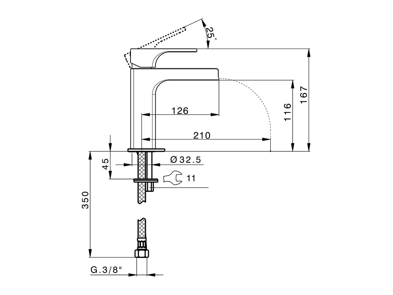 Single lever 'large' washbasin mixer CUBIC_CU00C504 - v1