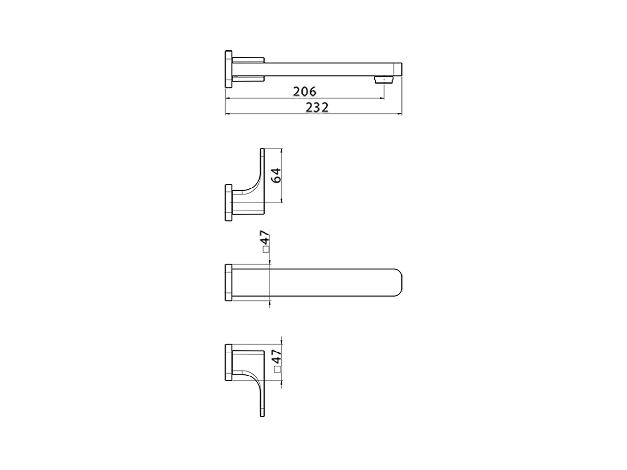 Exposed part for concealed washbasin mixer CUBIC_CU013510 - v1