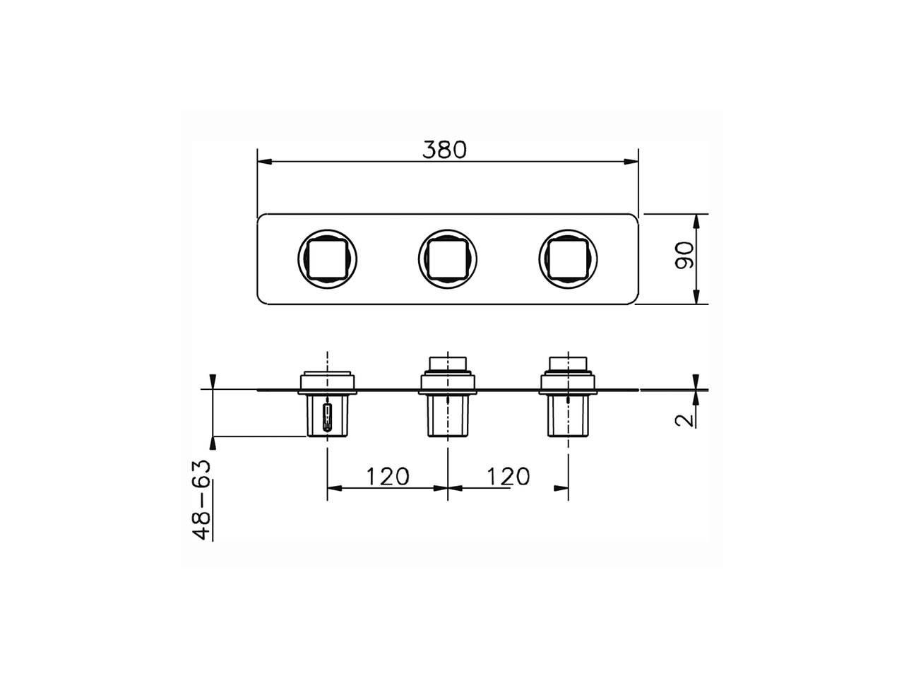 Cover Part for 2 Function Concealed Thermo. Valve CUBIC_CU01R200 - v1