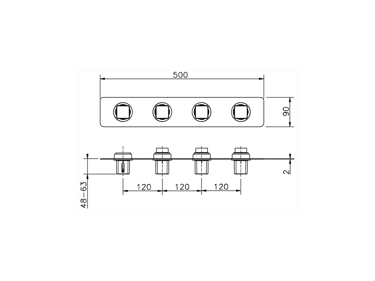 Cover Part for 3 Function Concealed Thermo. Valve CUBIC_CU01R300 - v1