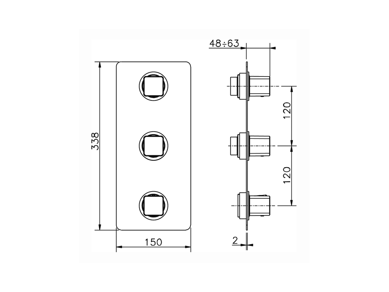 Cover Part for 2 Function Concealed Thermo Valve CUBIC_CU01V200 - v1