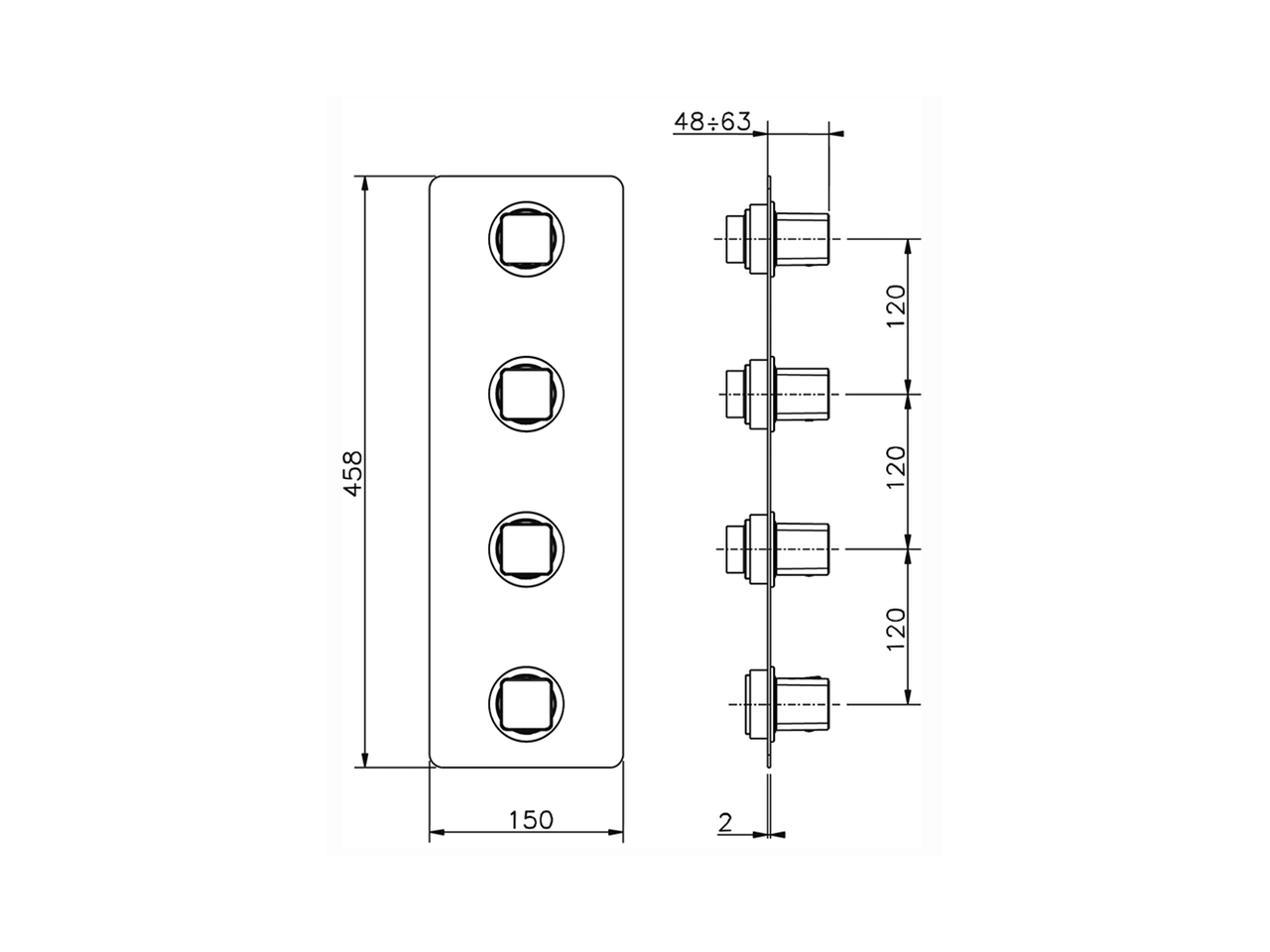 Cover Part for 3 Function Concealed Thermo Valve WELLNESS_CU01V300 - v1