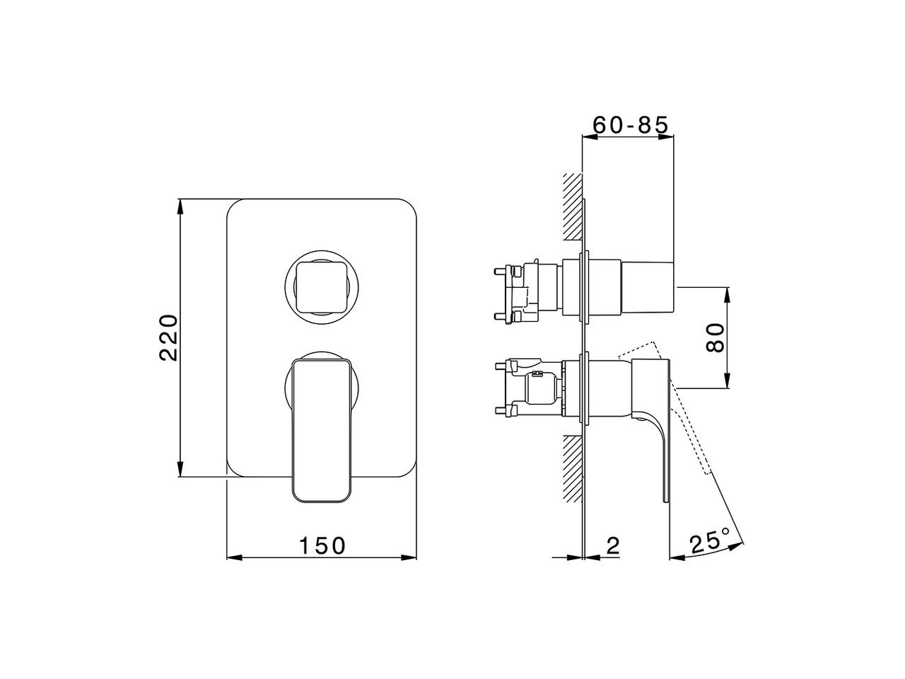 Exposed part for Single Lever One Box Valve CUBIC_CU0BM030 - v1