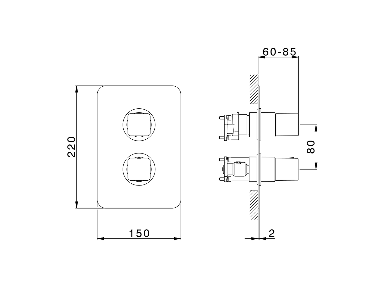Exposed part for Thermostatic One Box Valve CUBIC_CU0BT030 - v1