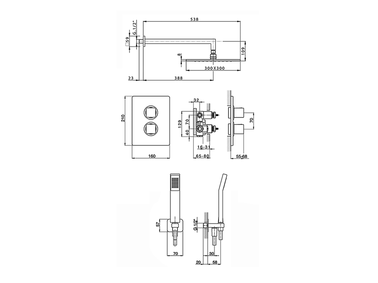 Concealed thermostatic shower mixer CUBIC_CU0KT010 - v1