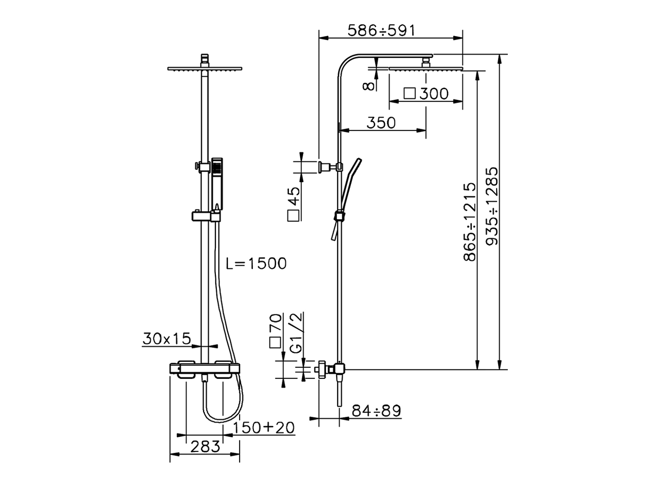 2-functions Thermostatic shower set CUBIC_CUC8601M - v1