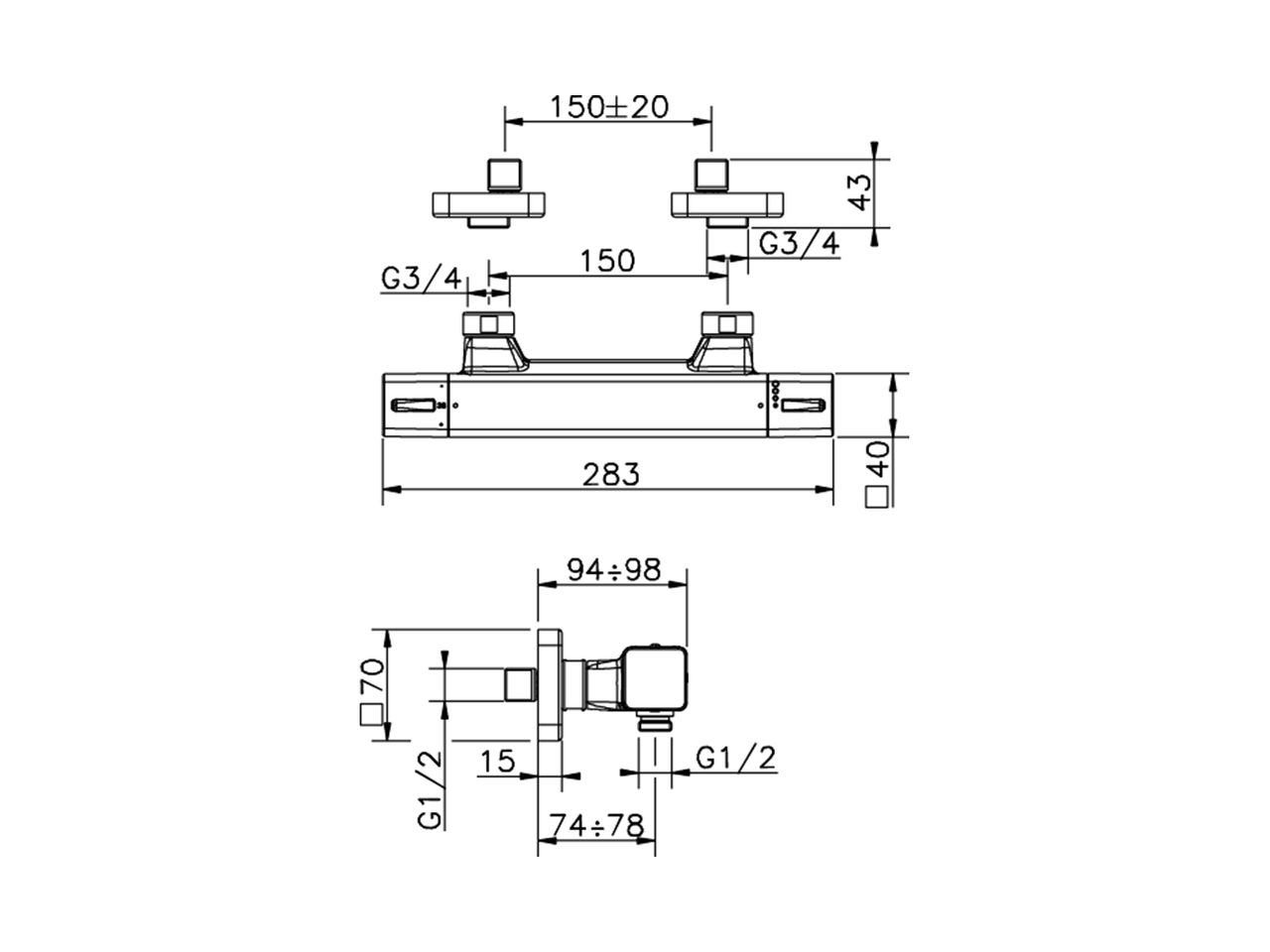 Thermostatic shower mixer CUBIC_CUT01020 - v1
