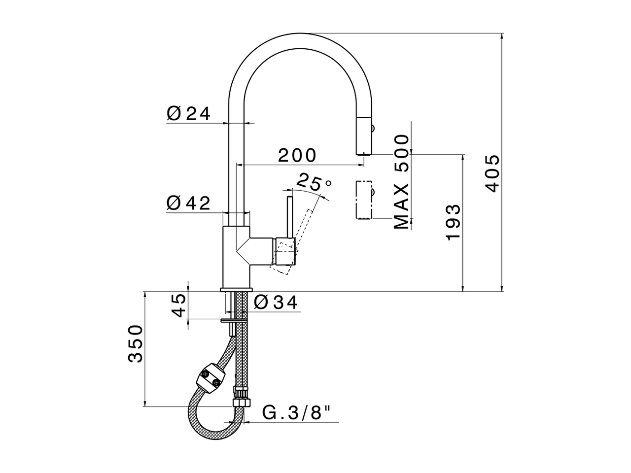 Single lever sink mixer ES with pull out handspray KITCHEN_CV000575 - v1