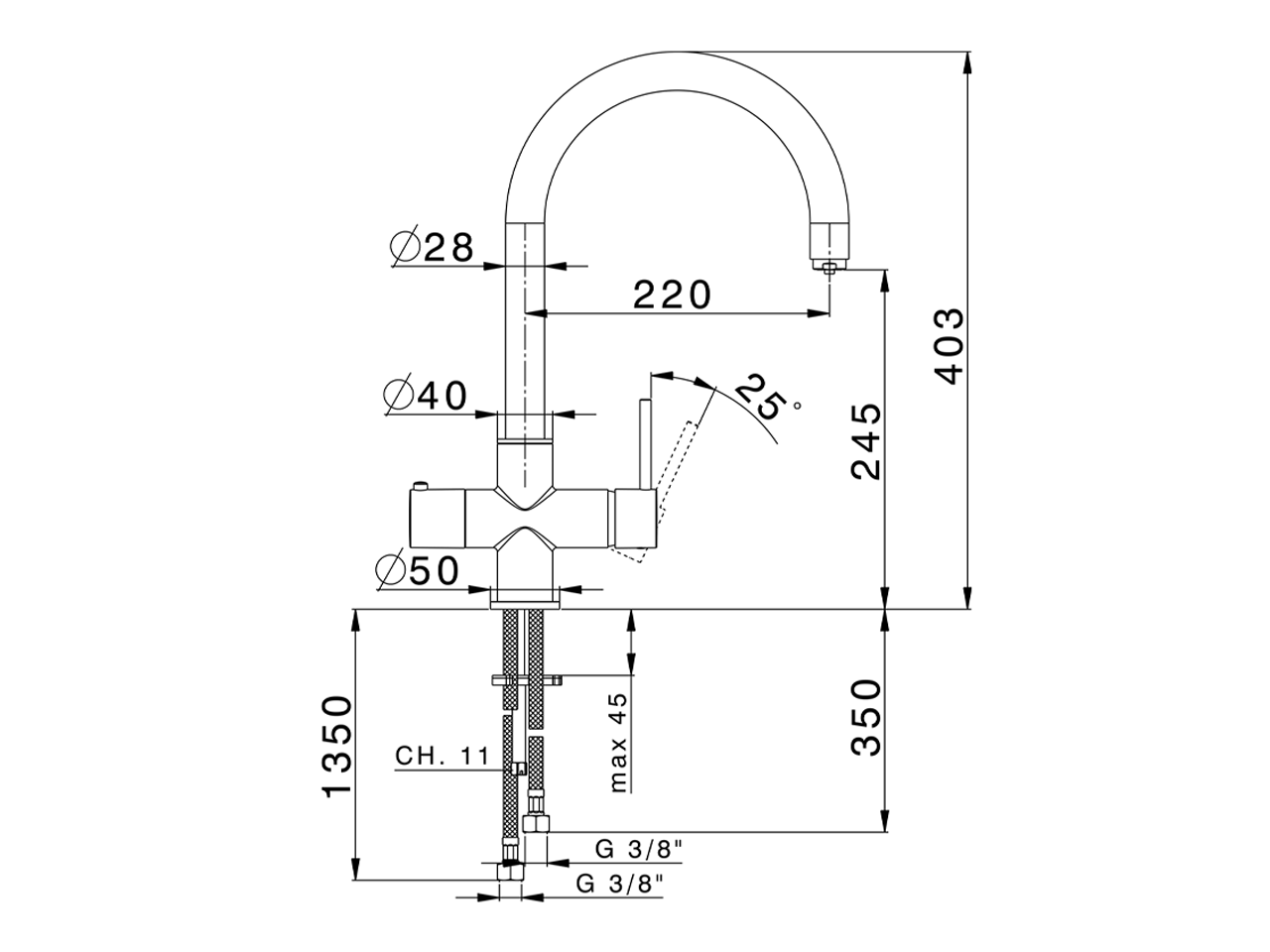 Single Handle Kitchen faucet Cooking100 KITCHEN_CV001005 - v1