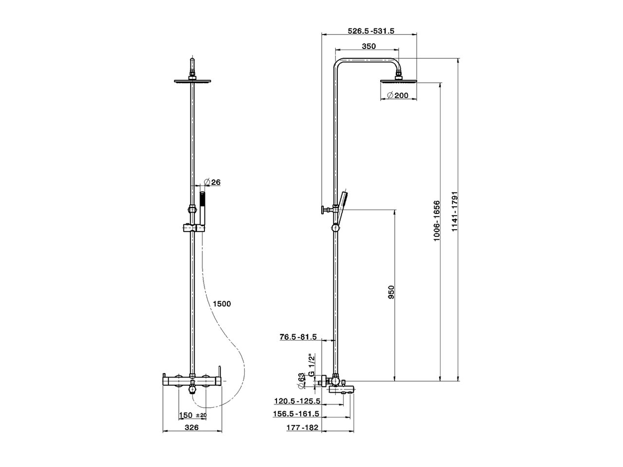 3-functions single lever bath set SHOWER COLUMNS_CV004120 - v1