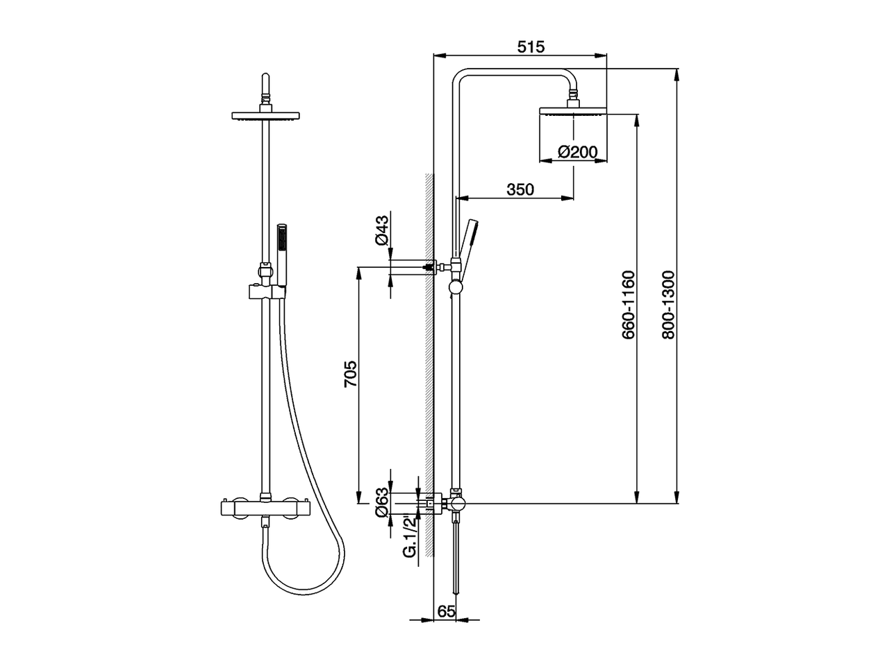 2-functions Thermostatic shower set SHOWER COLUMNS_CVC82010 - v1